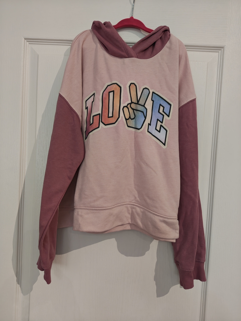 BUY NOW Price Old Navy Pink Colorblock LOVE Hoodie for Kids